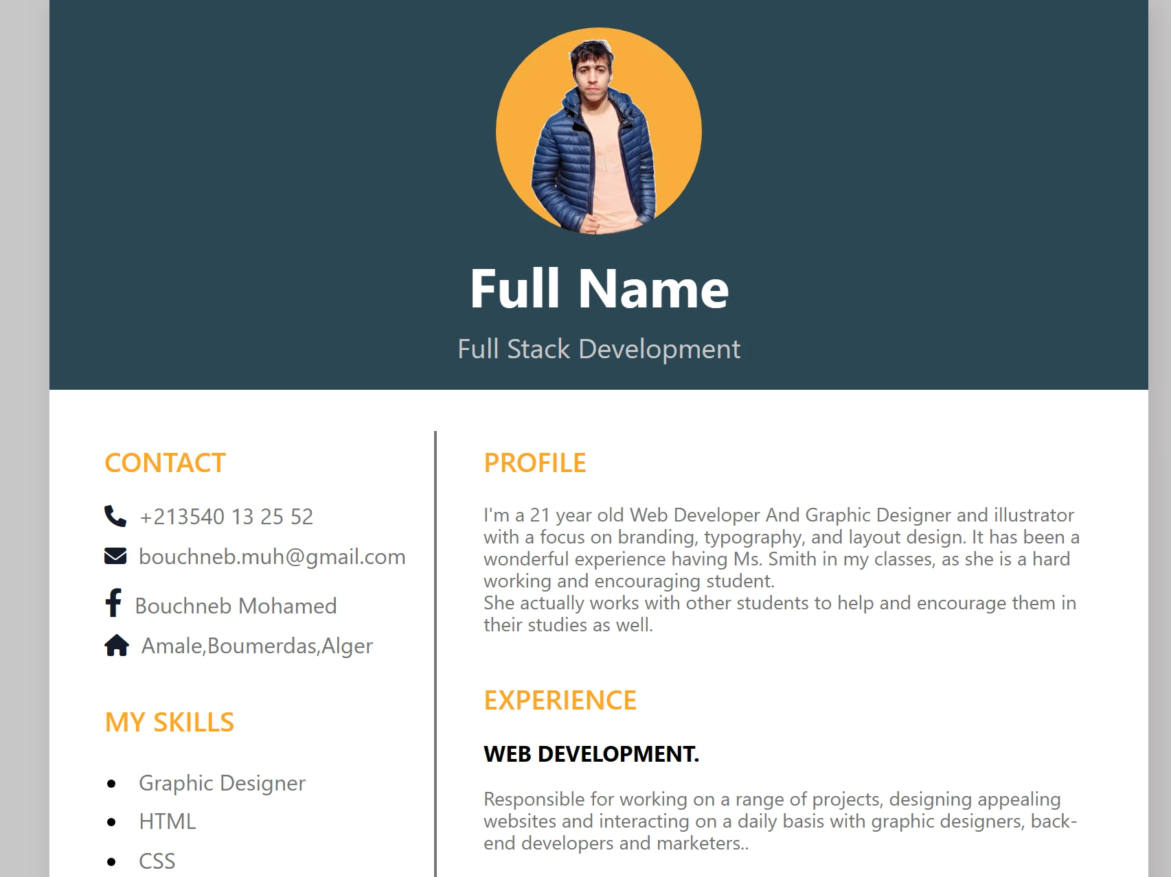 Personal Resume-CV Page